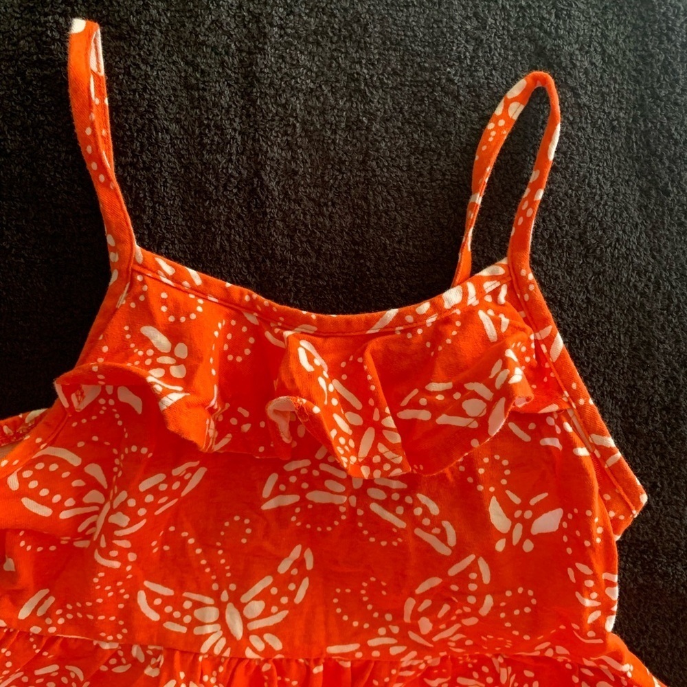 Orange Butterfly Print Dress - Picture 4 of 5